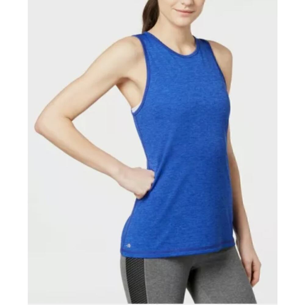 Ideology Blue Sleeveless Keyhole Back Active Top Small